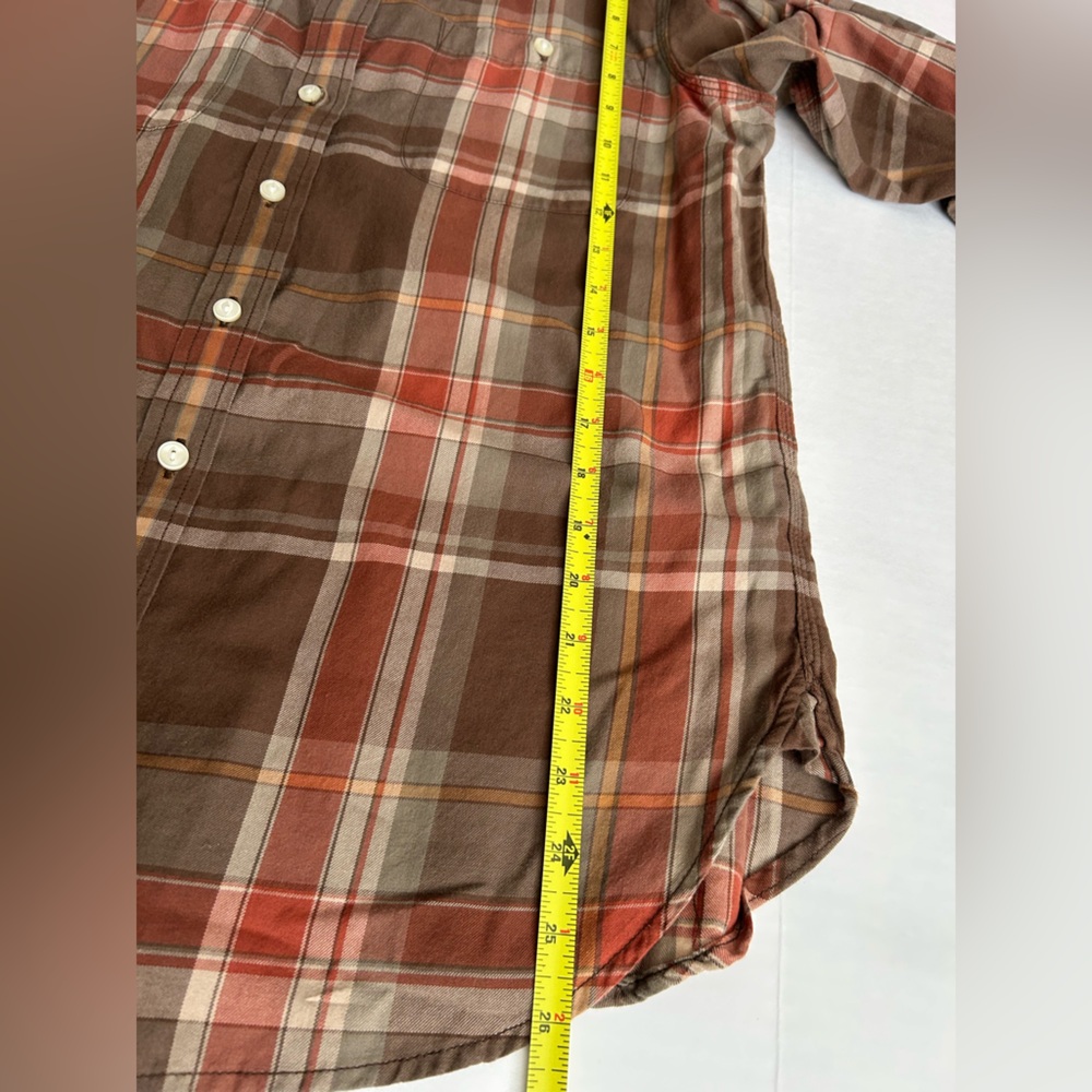 Lauren jeans Ralph Lauren Brown and Orange Plaid Shirt Women’s size M used - Picture 13 of 16